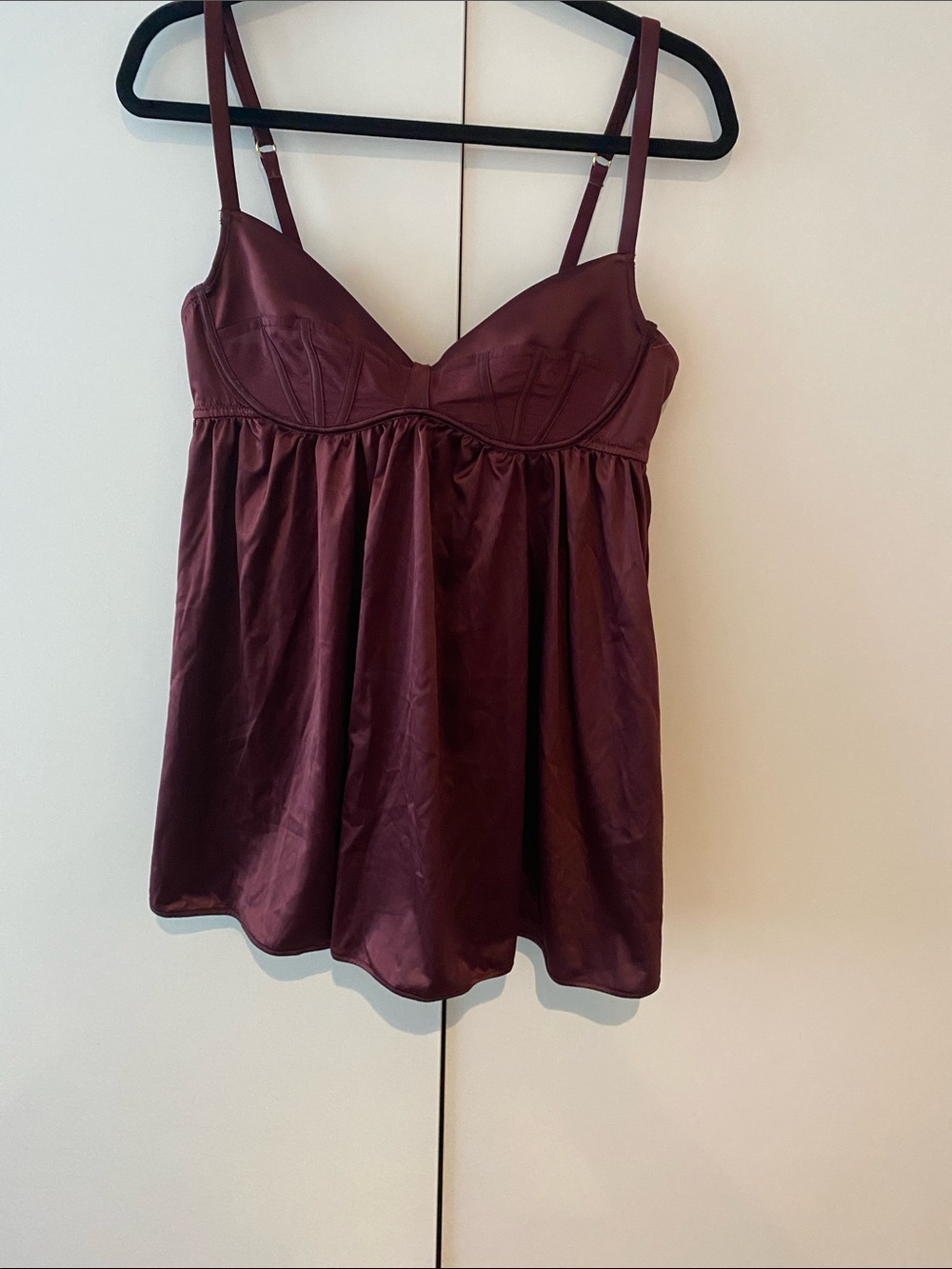 Silky Burgundy Chemise with Underwire Cups